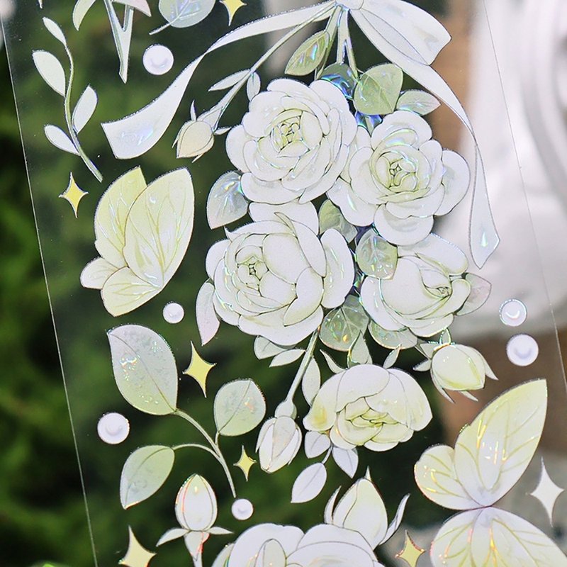 OKMT新七天流麻咕卡贴纸PET手帐手账花卉胶带 春日序曲 - 纸胶带 - 塑料 绿色