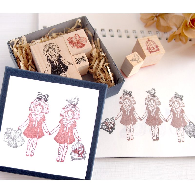 stamp girl box - 印章/印台 - 木头 橘色