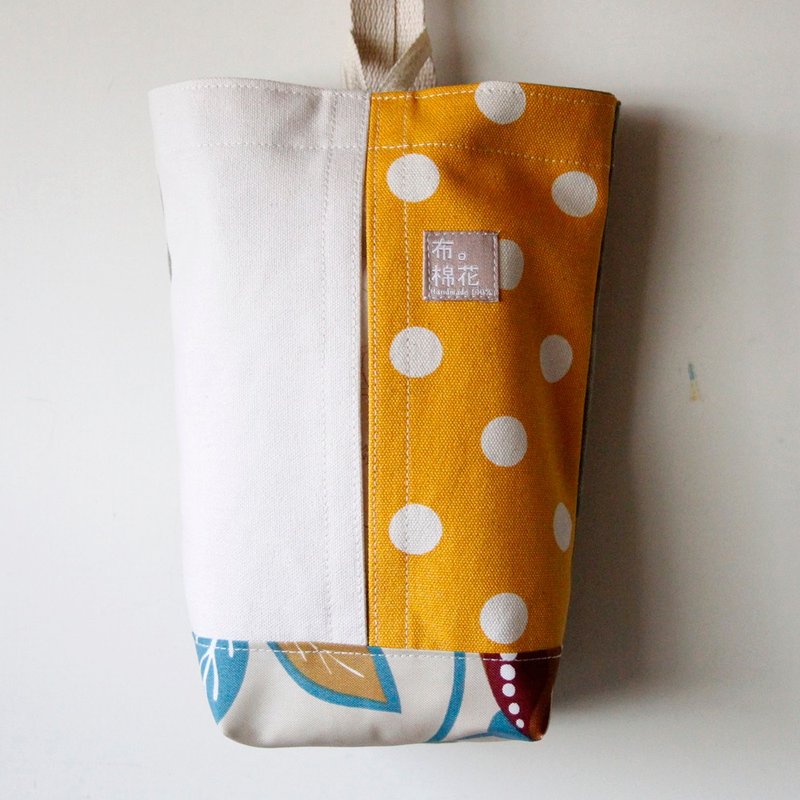 壁挂式帆布面纸套, 大黄点点+纯白帆布 - 纸巾盒 - 棉．麻 黄色