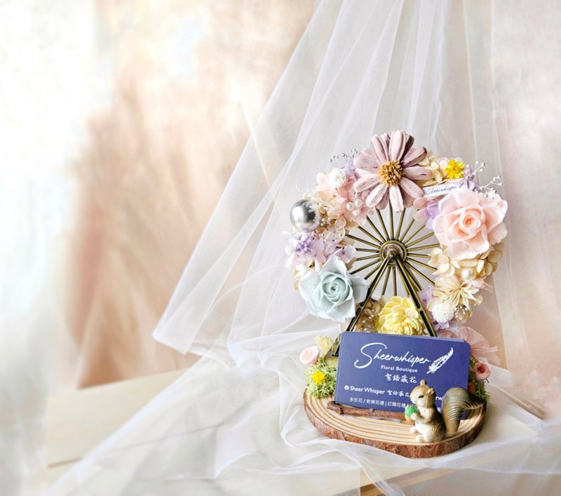 Sheer Whisper 絮语藏花_永生花摩天轮/扩香花摩天轮名片座 开幕 - 干燥花/捧花 - 其他金属 粉红色