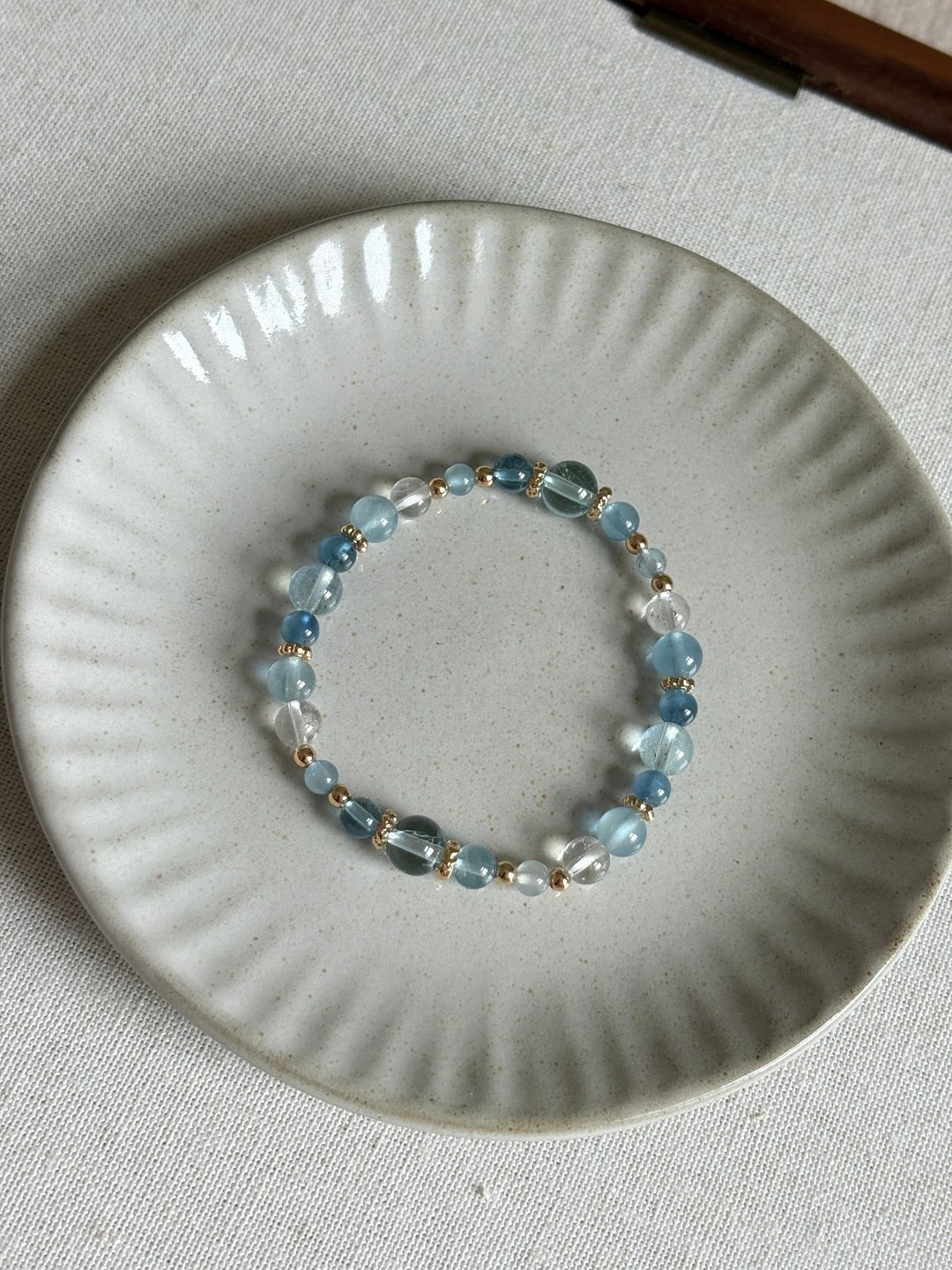 冰晶深海///海蓝宝 蓝托帕 白水晶 沟通 净化 水晶 平稳 - 手链/手环 - 水晶 蓝色