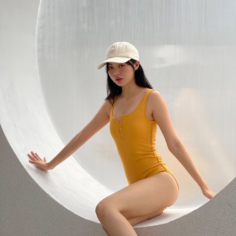 when.we.summer / Peaches / 芥末黄色连身泳衣 - 女装泳衣/比基尼 - 其他材质 黄色