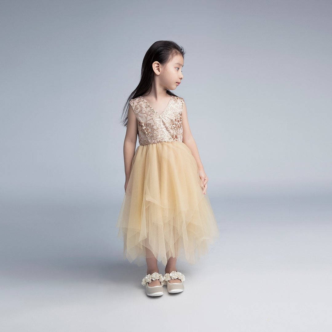 Gold Sequin Flower Dress / SS2016 - 童装礼服/连衣裙 - 其他材质 