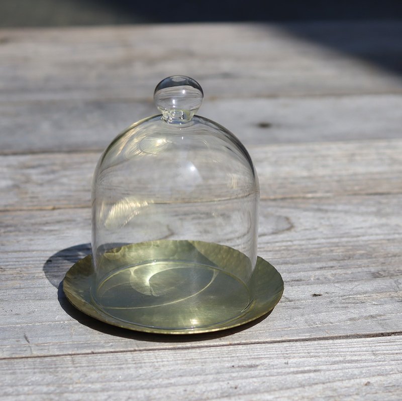 鎚目模様の真鍮トレイとガラスドーム S1 - 其他 - 铜/黄铜 金色