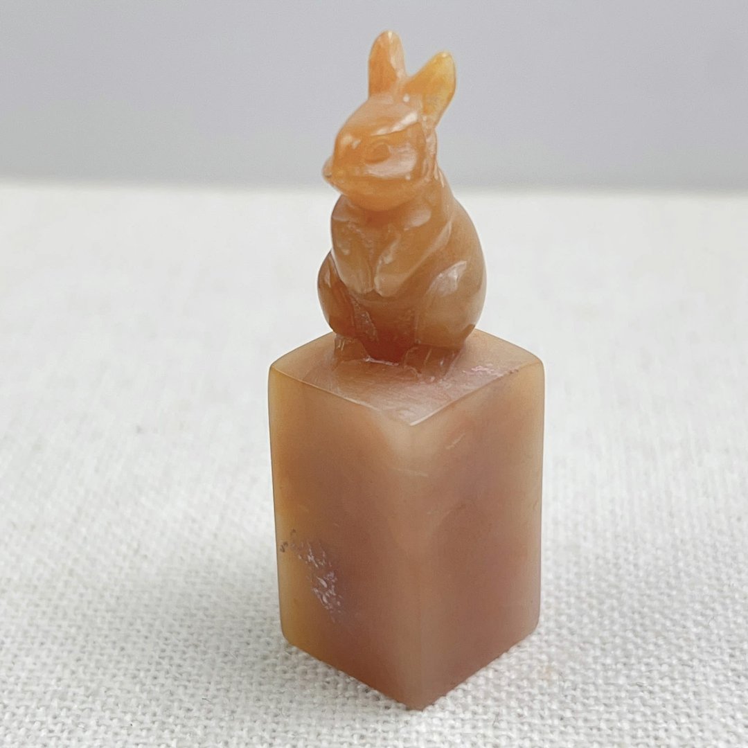 客制化手工印章-|老挝石兔子钮 1.5x1.5 CM|手工篆刻印章 - 印章/印台 - 石头 