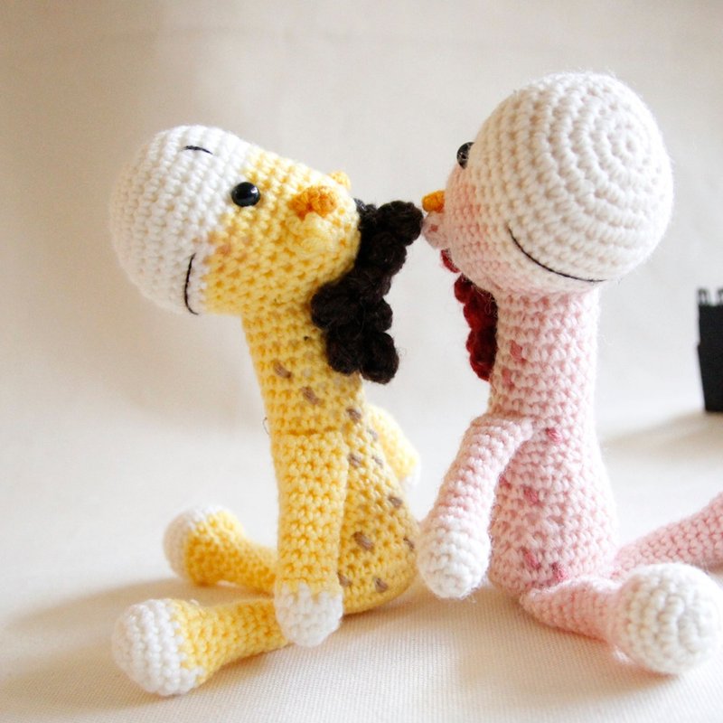 手钩玩偶 手作娃娃 长颈鹿 单只售价 - 玩具/玩偶 - 羊毛 黄色
