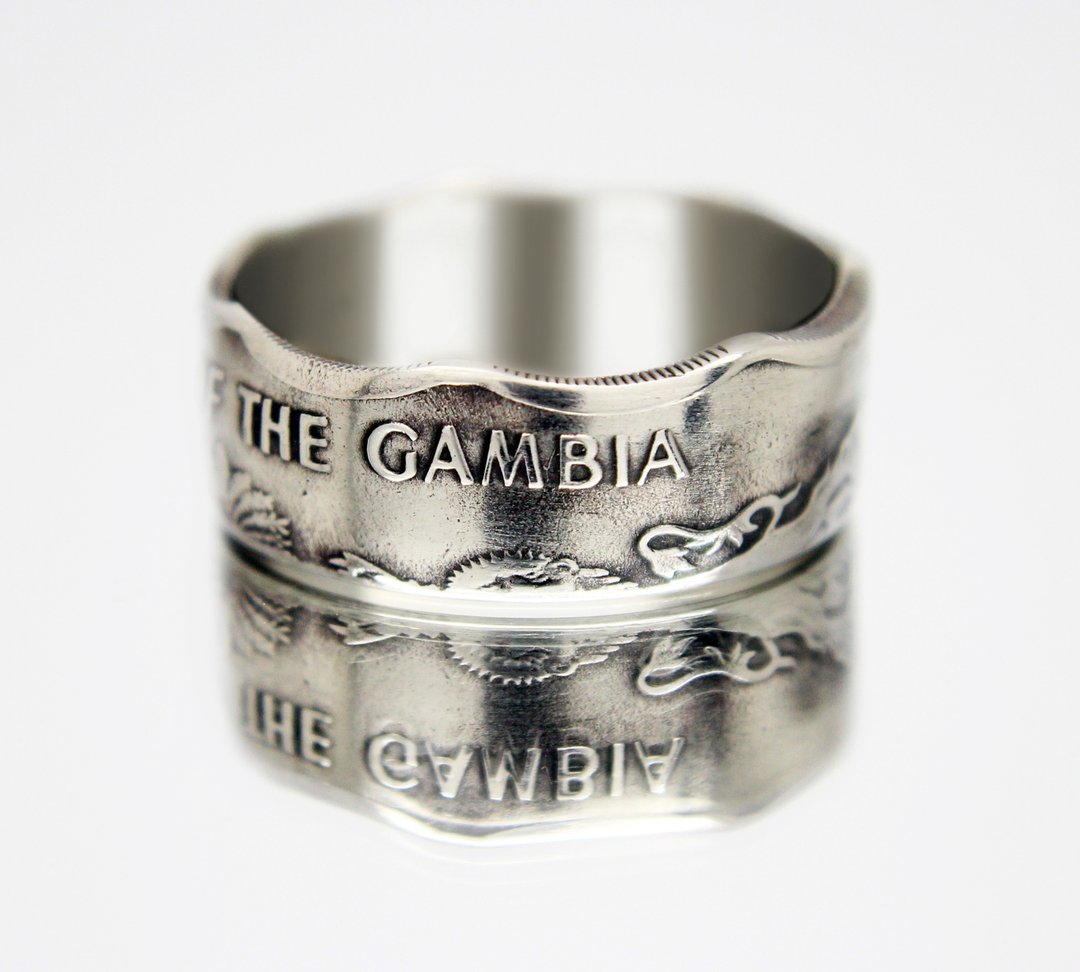Gambia Coin Ring 1 dalasi 1998 coin rings for men coin rings for women - 戒指 - 其他金属 