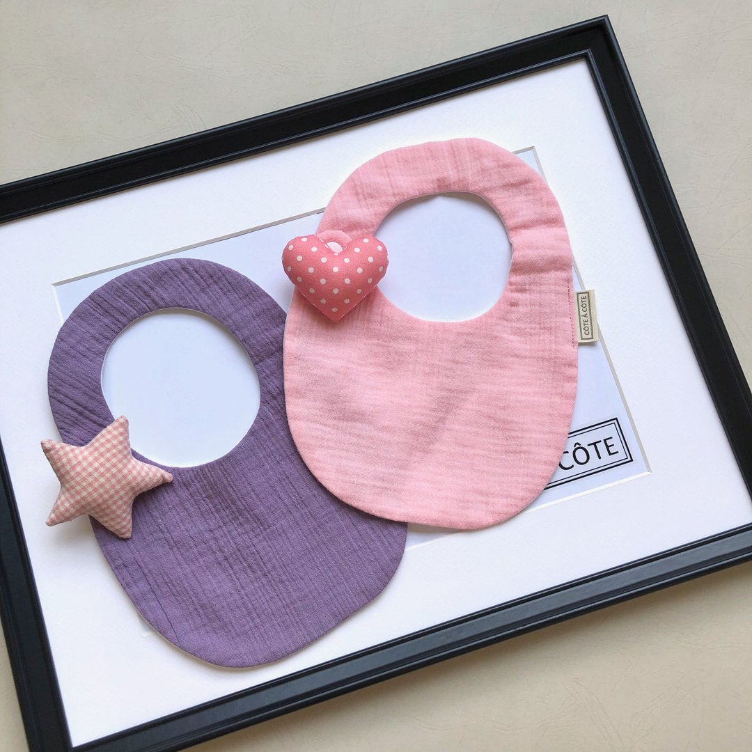 【定制刺绣】幻想天空 天然染 双层棉 口水巾 弥月礼盒 - 围嘴/口水巾 - 棉 多色