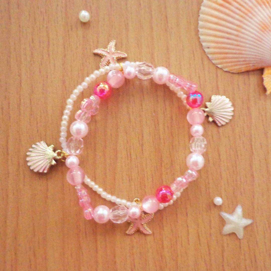 Pink Theme Sea Ocean Series Bracelet Cute & Breeze on the Beach - 手链/手环 - 其他材质 粉红色