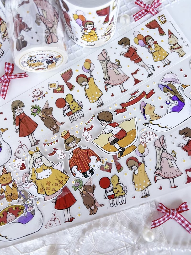 遊樂園 わくわく こどもあそび PET 和紙膠帶 (kiss-cut) - 纸胶带 - 其他材质 多色