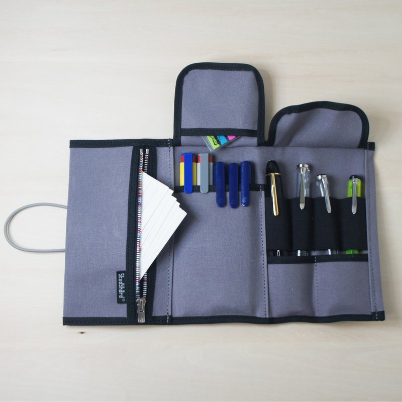 三折笔袋 YKK Excella 款 - 铅笔盒/笔袋 - 棉．麻 灰色