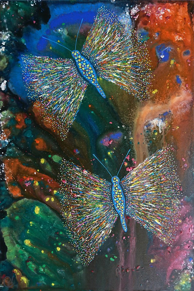 蝴蝶绘画－凝视星星 - 海报/装饰画/版画 - 棉．麻 多色