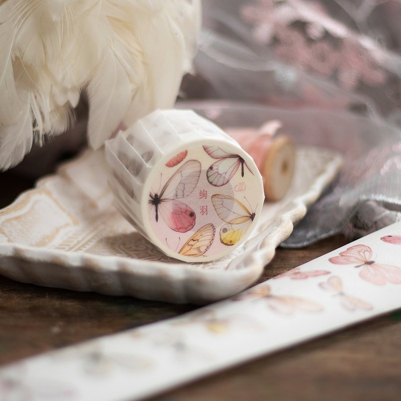 绚羽 - 梦幻蝶 - 5cm 纸胶带 - 纸胶带 - 纸 粉红色