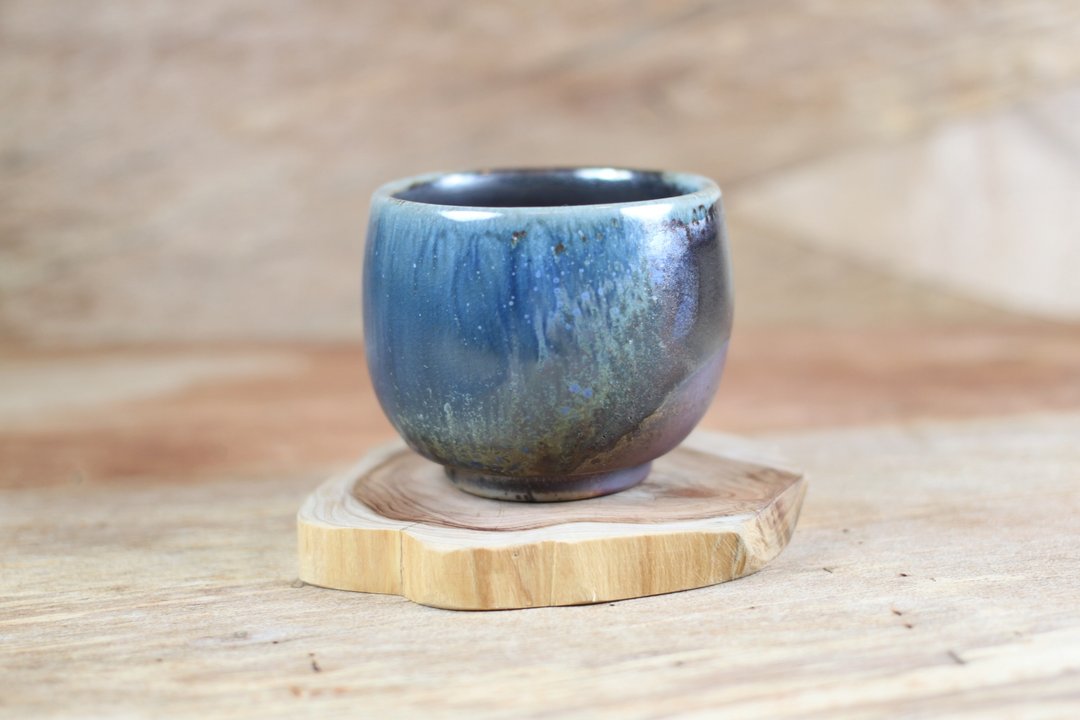 【新春贺岁】天目带蓝彩 柴烧茶杯 名家叶敏祥手工作 - 茶具/茶杯 - 陶 