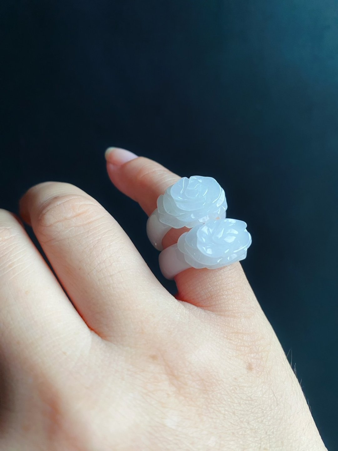 618 天然缅甸玉 翡翠 手工雕花 戒指 有钱 玉 戒环 ring - 戒指 - 玉石 绿色
