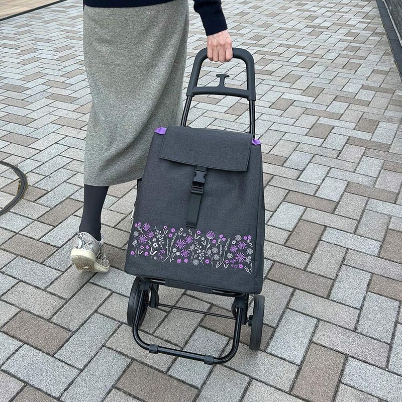 日本cocoro Floris 防泼水刺绣保温保冷折叠购物车-25L - 其他 - 聚酯纤维 灰色