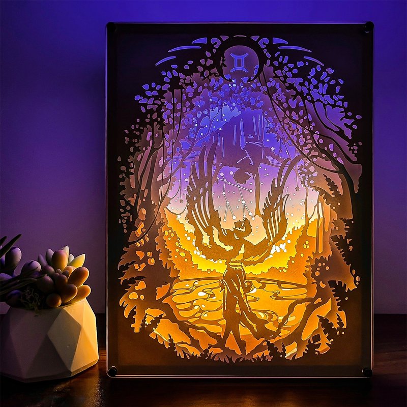 光影LED纸雕灯- 双子座 (星座系列) 纸色-微金 - 灯具/灯饰 - 纸 金色