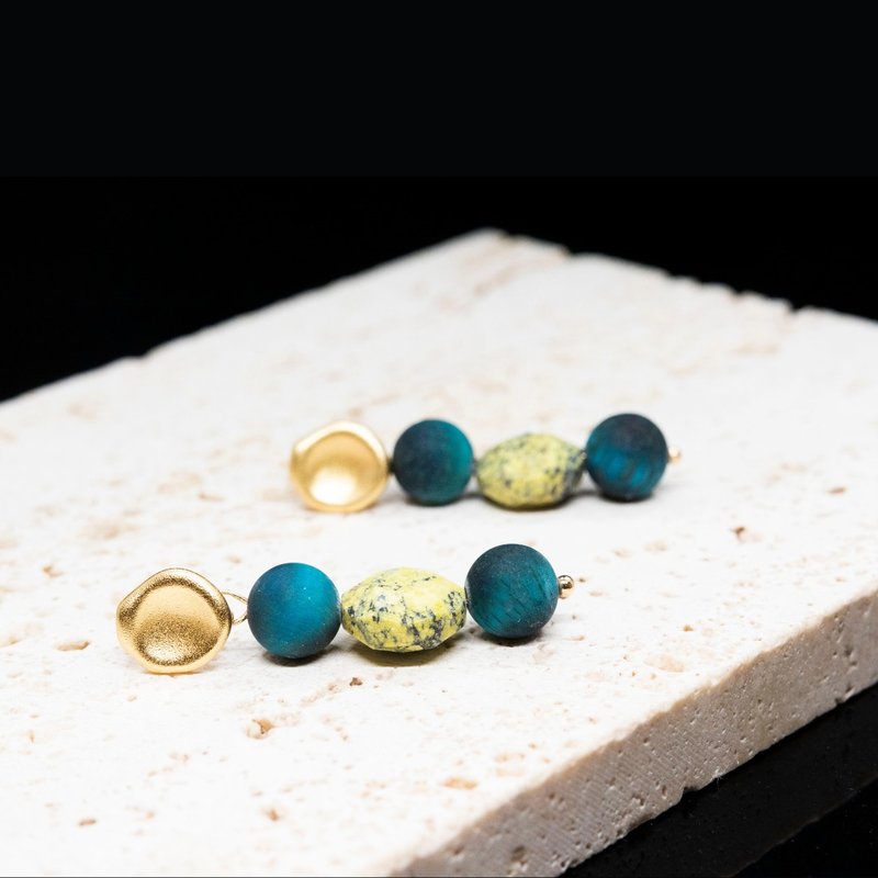 【蓝色奇想/Blue Wonder】稳定情绪带来财富蓝虎眼│天然石耳环 - 耳环/耳夹 - 水晶 