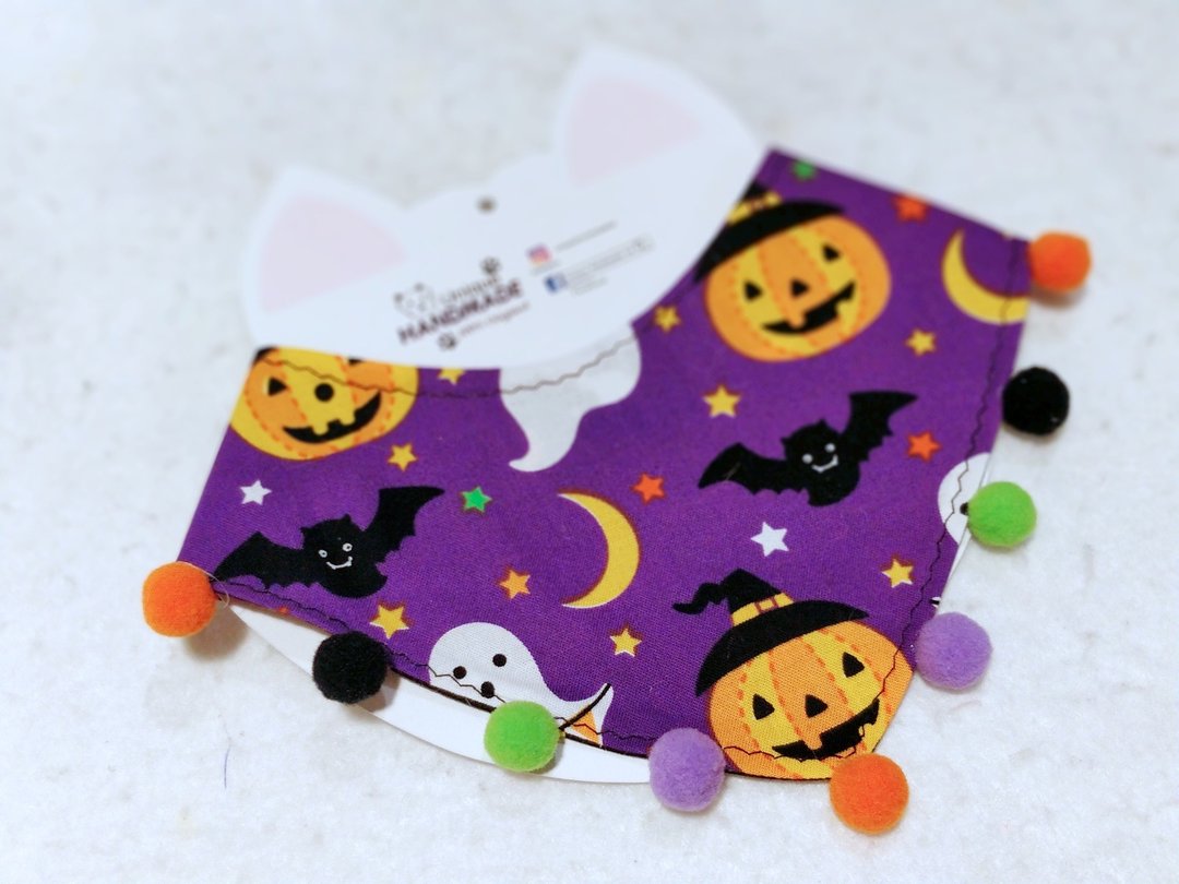 Halloween 万圣节 双面 三角 宠物造型颈巾 颈饰 - 衣/帽 - 棉 紫色
