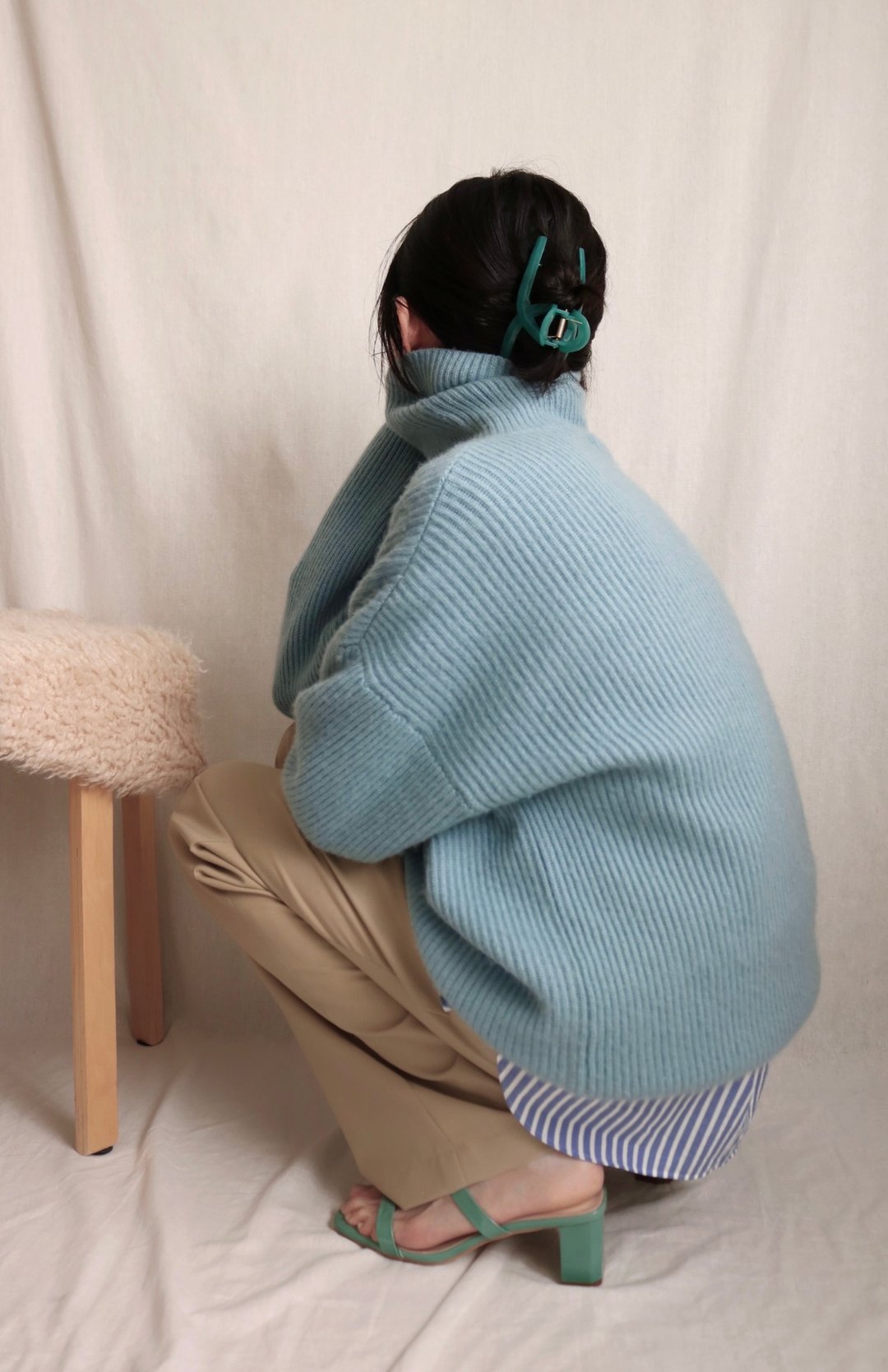 VANESSA SWEATER 套头落肩罗纹喀什米尔毛衣 - 女装针织衫/毛衣 - 羊毛 