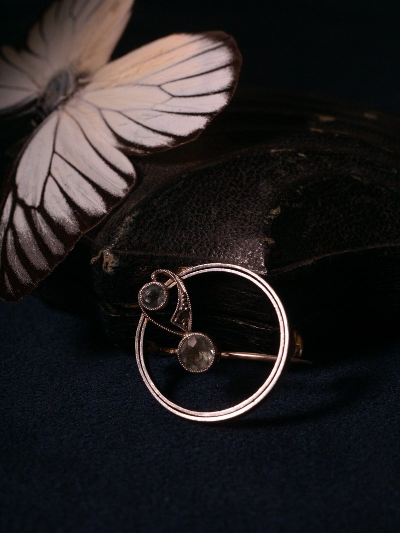 1910s 英国 爱德华时代 海水蓝宝音符铂金胸针 - 胸针 - 贵金属 蓝色