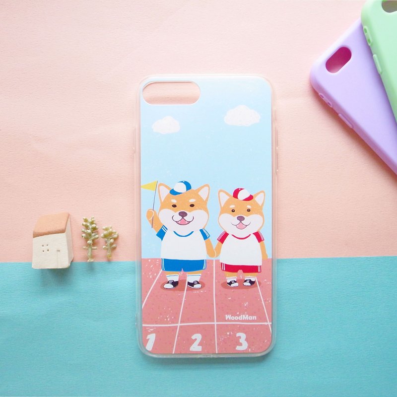 柴柴出门运动,手牵手系手机壳(可挂脖/包边透明软壳) - 手机壳/手机套 - 塑料 红色