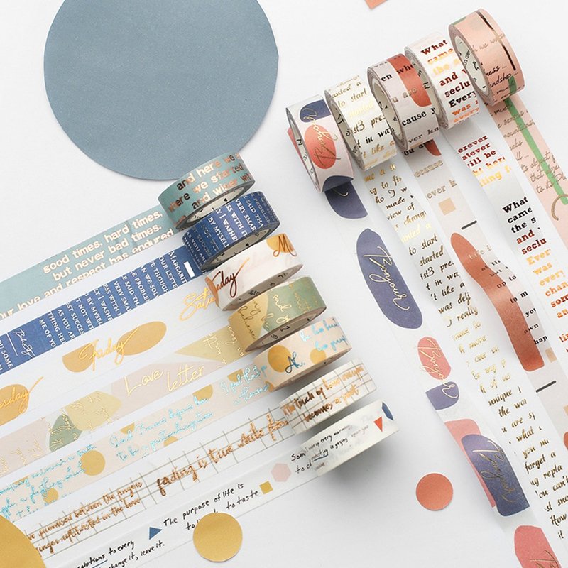 【信的恋人-英文系列】12款和纸烫金胶带 手帐相册日记DIY素材 - 纸胶带 - 纸 