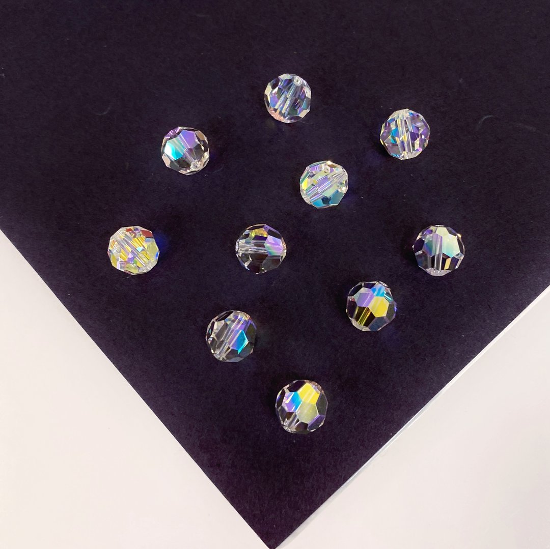 Edith & Jaz • Swarovski 10mm圆形切面散珠(极光白)一组十颗 - 金工/饰品 - 玻璃 白色