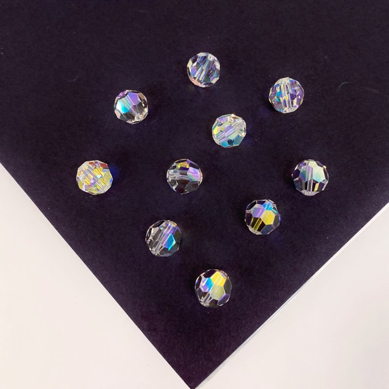 Edith & Jaz • Swarovski 10mm圆形切面散珠(极光白)一组十颗 - 金工/饰品 - 玻璃 白色