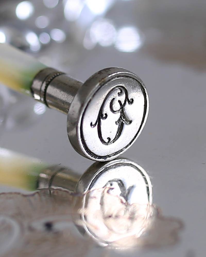 英国 珍珠母贝封蜡章【O】 wax seal 古董章 封蜡 古董文具 - 印章/印台 - 其他材质 银色