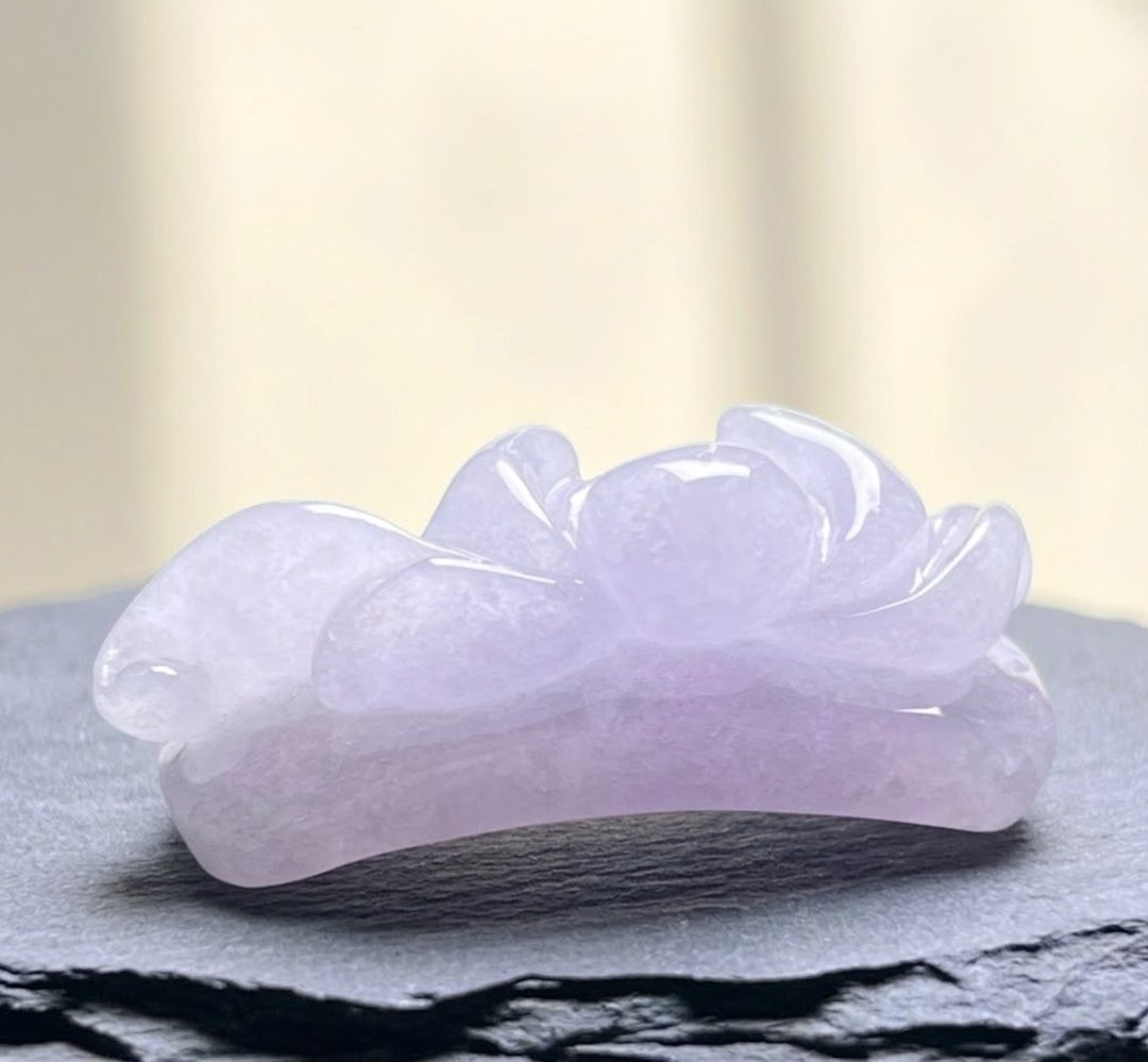 冰种紫罗兰翡翠莲花手牌 | 天然缅甸玉A货翡翠 | 送礼 - 手链/手环 - 玉石 粉红色