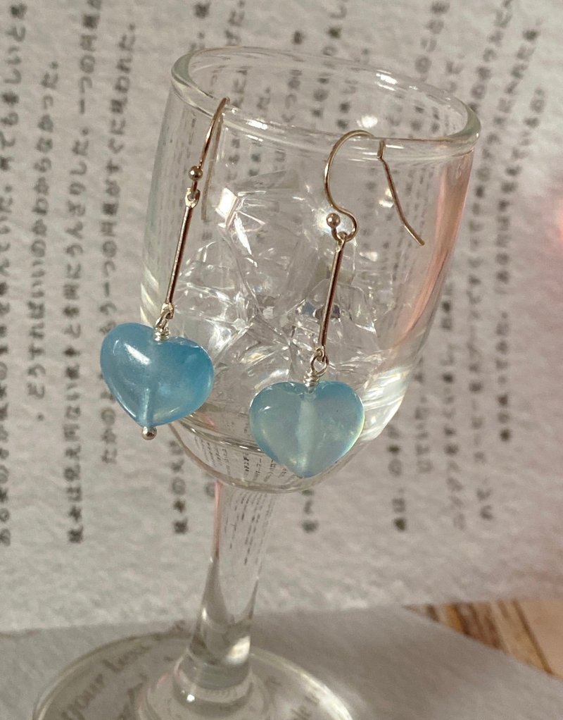 双心。 - 耳环/耳夹 - 水晶 