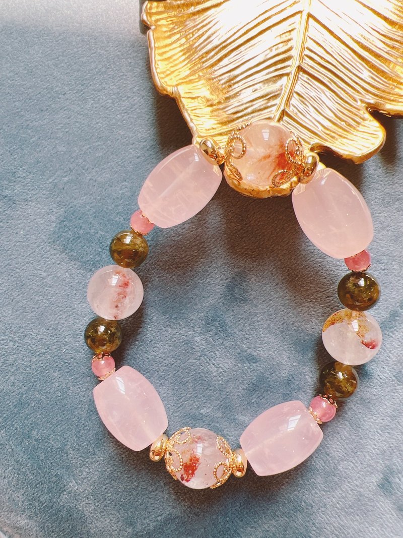 少女葛蕾特PO-111-514~粉晶.沙弗莱.红纹石.黄铜矿 - 手链/手环 - 半宝石 