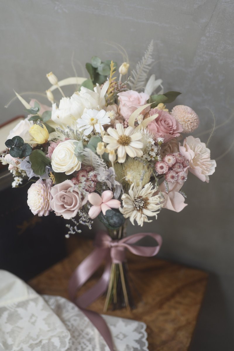 新娘捧花 永生花捧花 干燥捧花 干燥花束 婚礼花束 求婚 外拍花束 - 干燥花/捧花 - 植物．花 粉红色