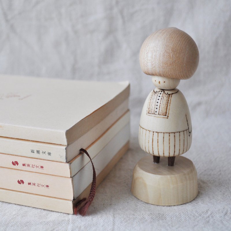 Mushroom girls kokeshi 3 - 玩偶/公仔 - 木头 卡其色