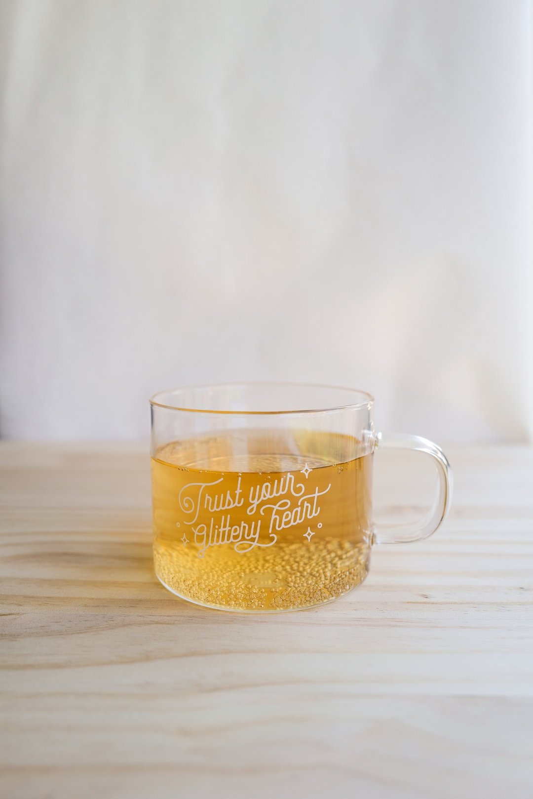 Trust Your Glittery Heart 宽口透明玻璃杯 - 咖啡杯/马克杯 - 玻璃 透明