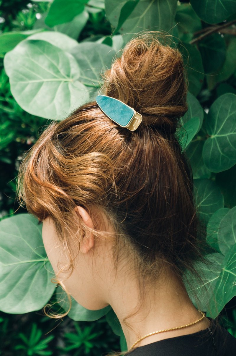 #职人手缝 皮革发饰-水滴夹 疯马皮 / W3-016 / 成品 - 发饰 - 真皮 多色