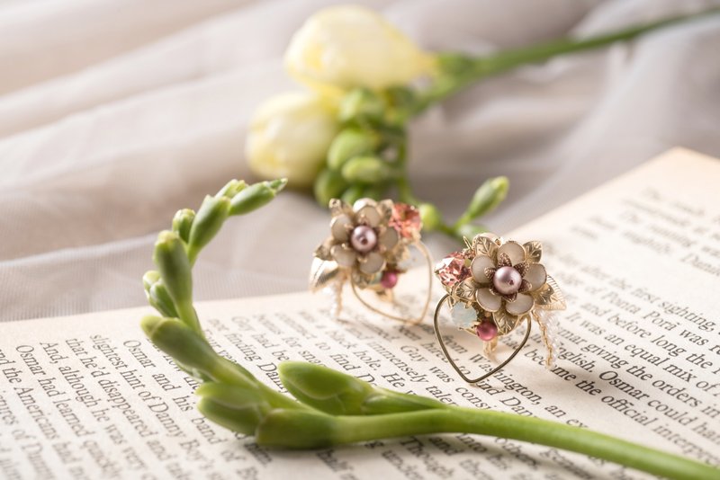 春花初盛 - 定制化 耳针/耳夹/贴耳 - 耳环/耳夹 - 珐琅 