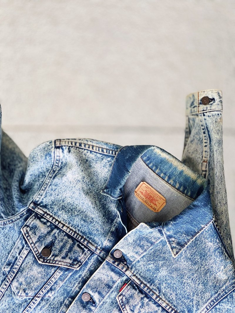 levis / 80s 海蓝特殊浪漫雪花 古着丹宁牛仔外套 vintage coat - 男装外套 - 棉．麻 蓝色