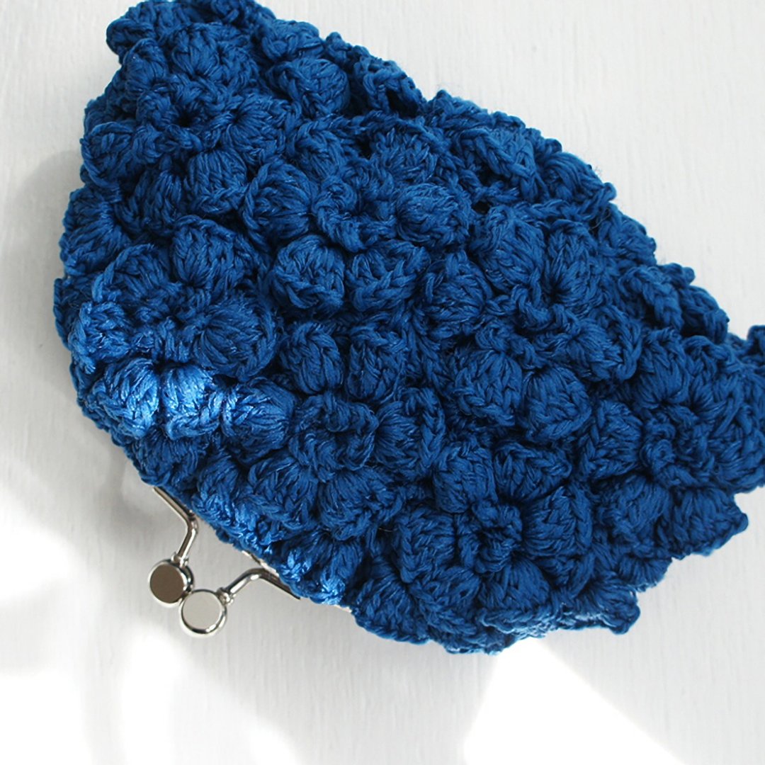 Ba-ba handmade Poppy puff knitting pouch  No.C1434 - 化妆包/杂物包 - 其他材质 蓝色