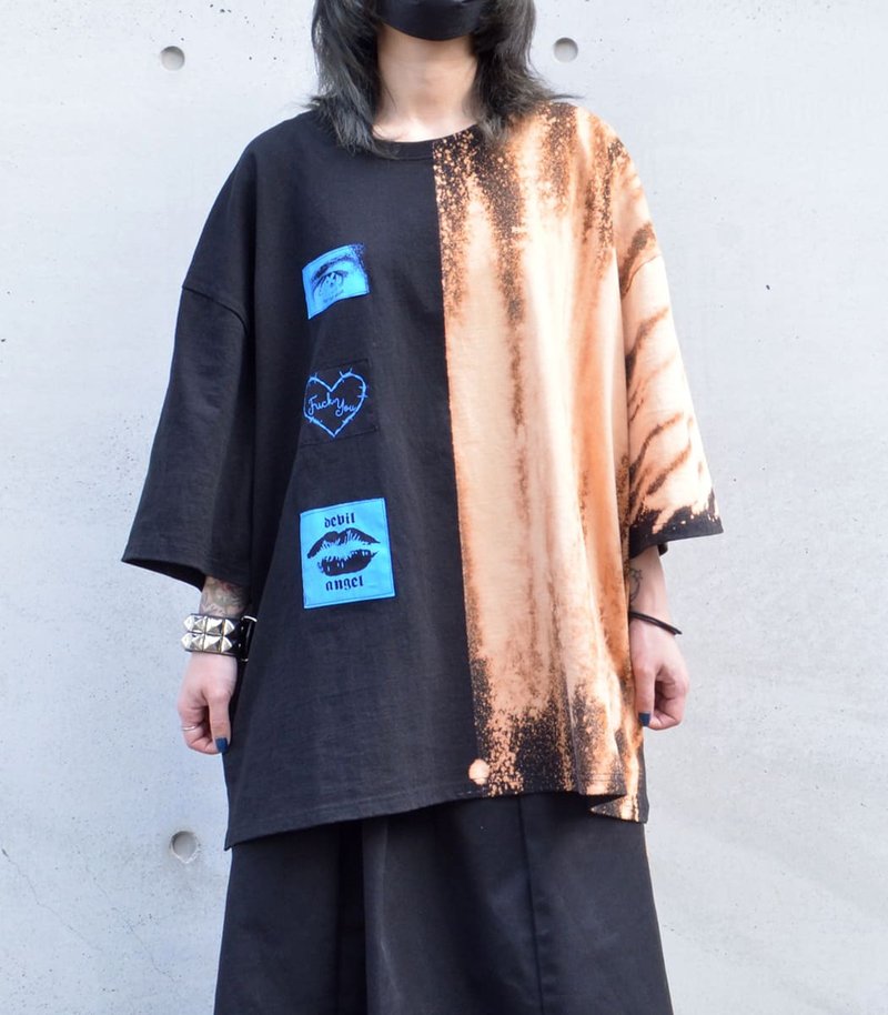 带补丁大T恤/黑/F码/hellcatpunks/hcp-t-0171 - 女装 T 恤 - 棉．麻 黑色