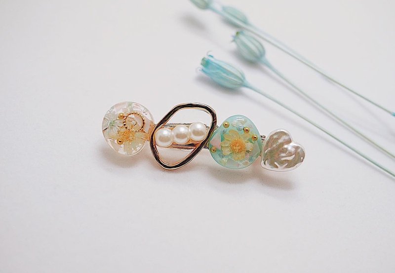 湖水与雏菊手作发夹 - 发饰 - 植物．花 金色