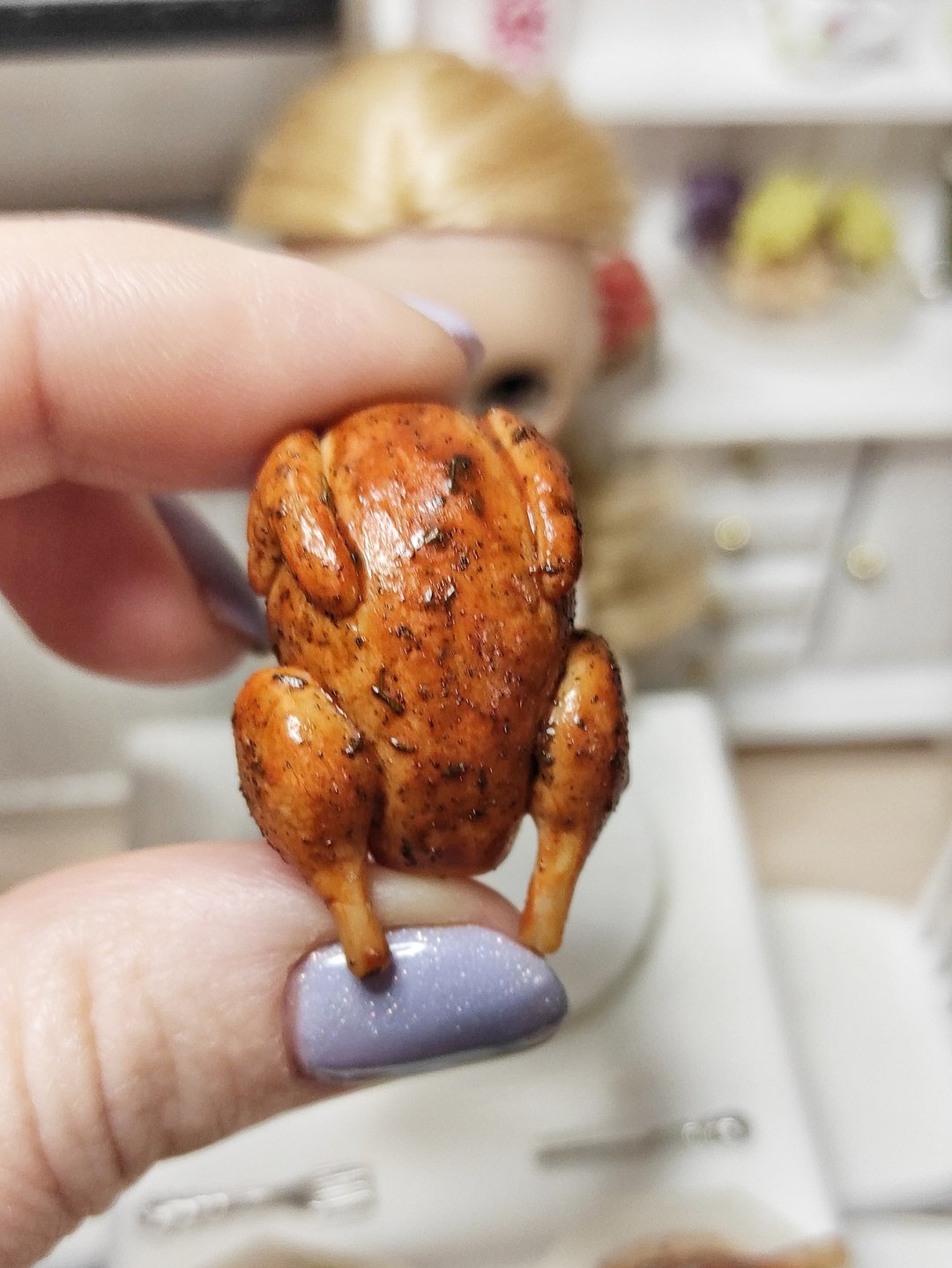 Realistic meat dish for dolls and dollhouses - turkey for dolls - 玩偶/公仔 - 粘土 