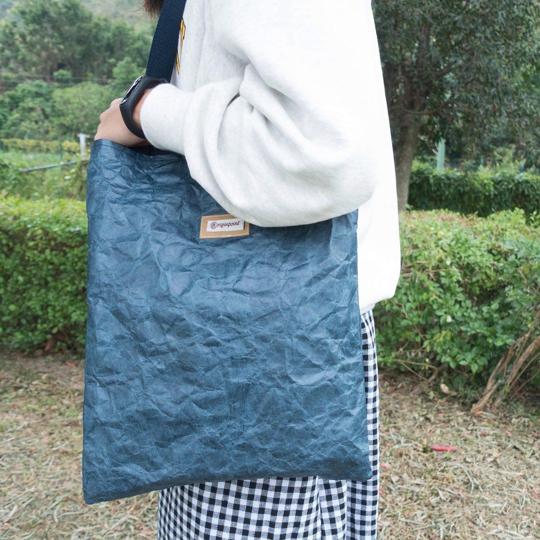 纸质感双面单肩包托特包 Tote Bag 藏蓝 - 手提包/手提袋 - 纸 