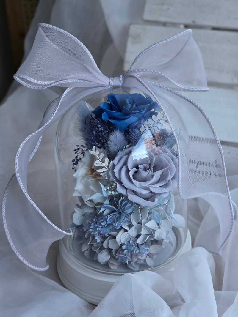 永生玫瑰花玻璃盅/拍拍灯玻璃盅/生日礼物/情人节礼物/升官礼 - 干燥花/捧花 - 植物．花 