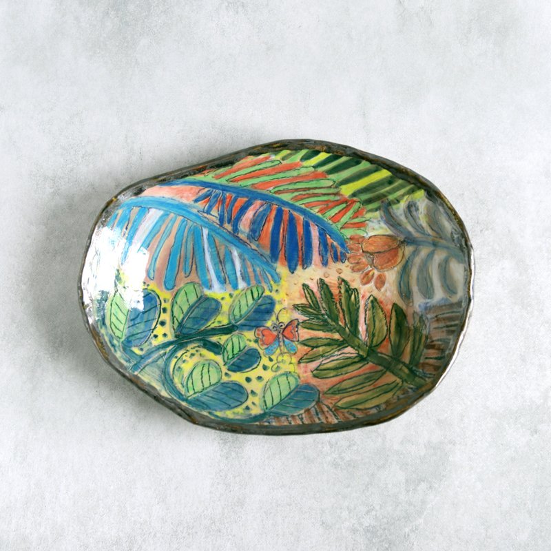 彩叶纹蝴蝶改良碗 - 碗 - 陶 多色