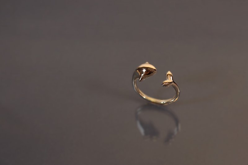 动物系列-QQ小海豚925银戒 - 戒指 - 纯银 金色