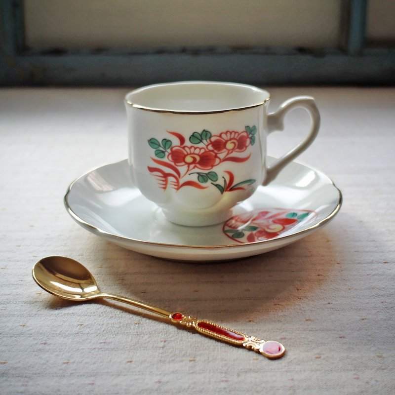 早期和洋风格咖啡杯-红花绿叶 (餐具/旧货/老物/陶瓷/日系) - 咖啡杯/马克杯 - 瓷 多色