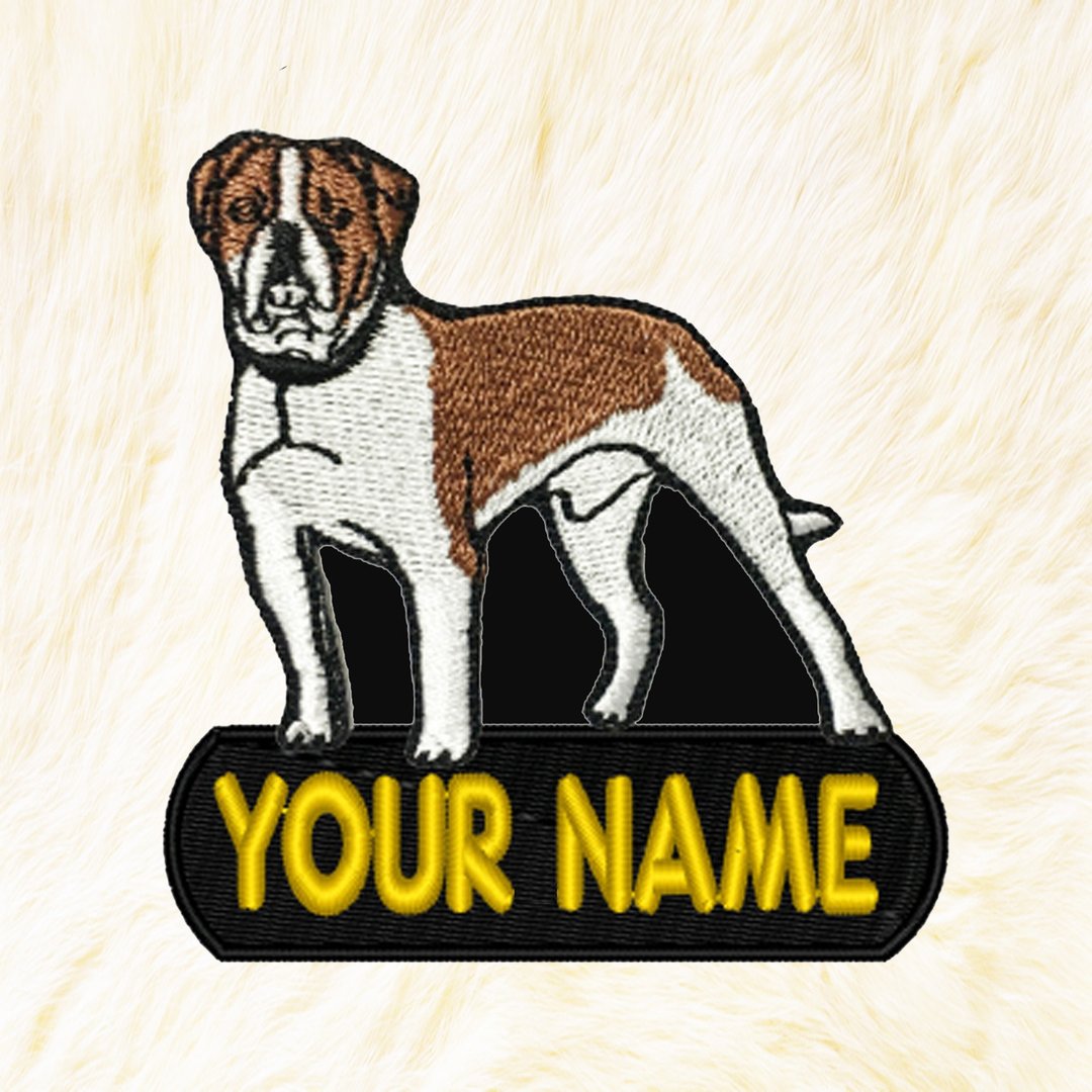 American Bulldog Personalized Iron on Patch Your Name Your Text Buy 3 Get 1 Free - 编织/刺绣/羊毛毡/裁缝 - 绣线 咖啡色