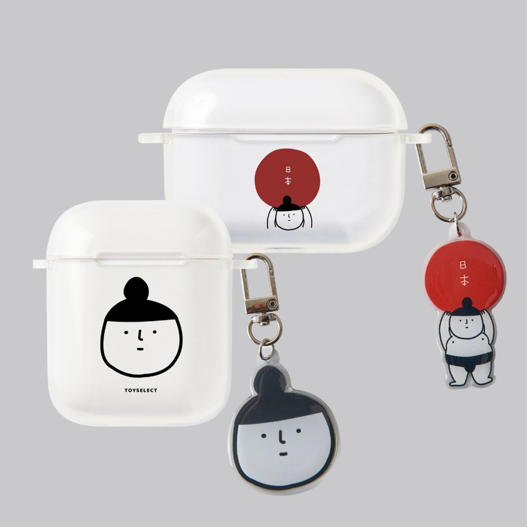 Sumo搞笑相扑设计透明AirPods耳机保护套 (附吊饰) - 耳机收纳 - 塑料 透明